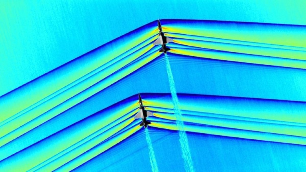 Noticia: La NASA fotografió por primera vez las ondas de choque de dos jets que rompen la barrera del sonido La NASA fotografió por primera vez las ondas de choque de dos jets que rompen la barrera del sonido