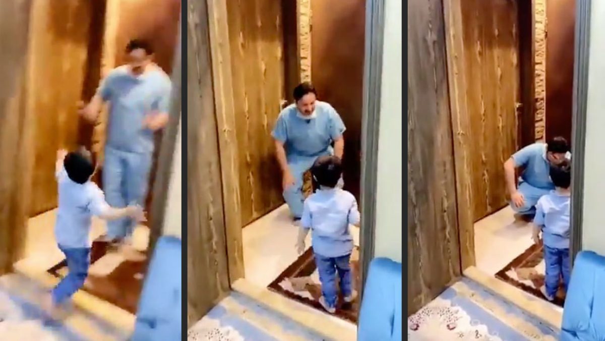 Noticia: VIDEO: Un médico se quiebra en llanto tras evadir un abrazo de su hijo al llegar a casa VIDEO: Un médico se quiebra en llanto tras evadir un abrazo de su hijo al llegar a casa