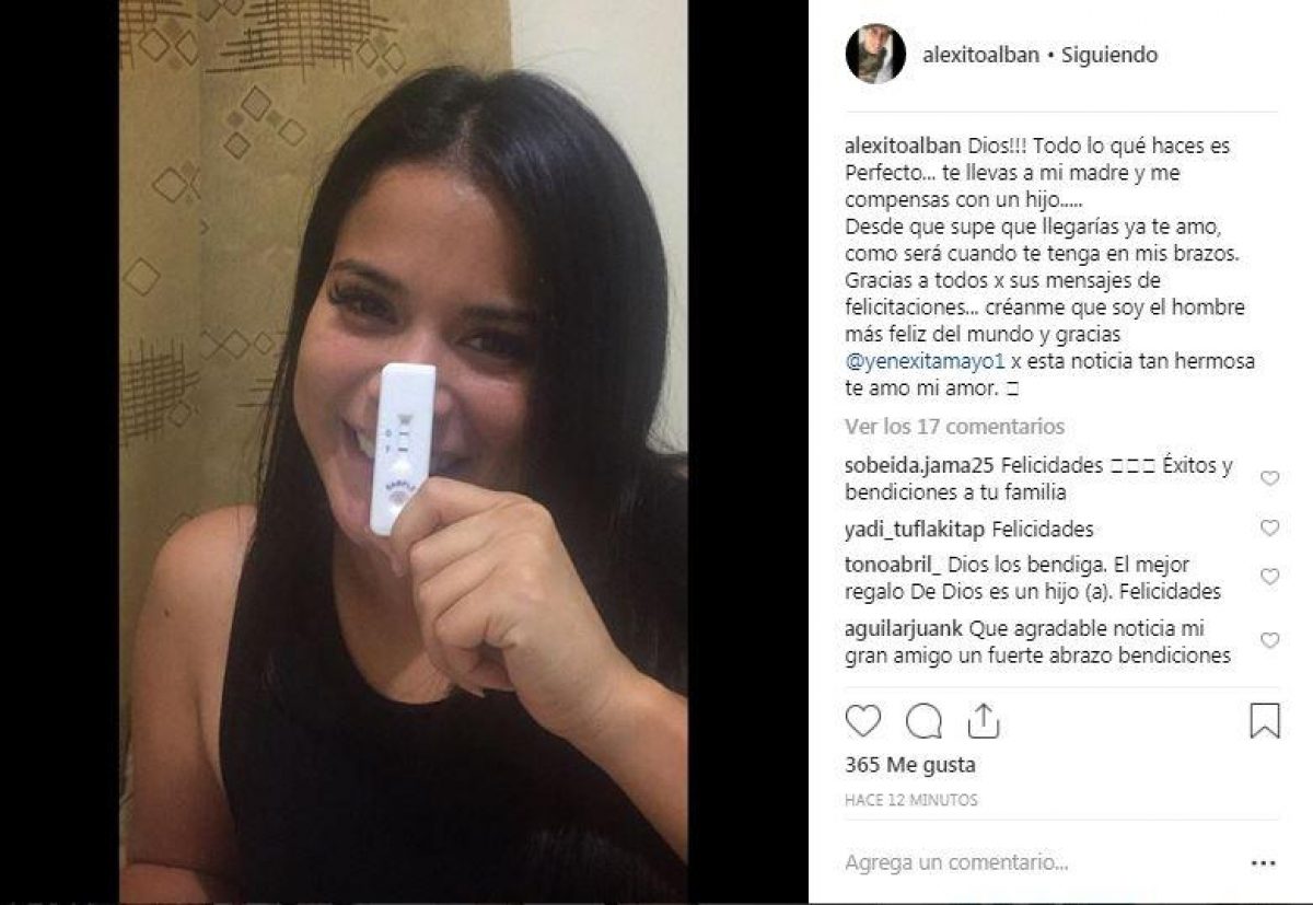 "Créanme que soy el hombre más feliz del mundo y gracias @yenexitamayo1 por esta noticia tan hermosa, te amo mi amor".