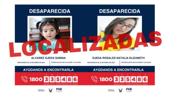 Sabina Álvarez y su madre Natalia Ojeda fueron localizadas