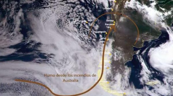 Imagen: El humo de los incendios de Australia llegó esta semana hasta parte de Sudamérica. Imagen: El humo de los incendios de Australia llegó esta semana hasta parte de Sudamérica.