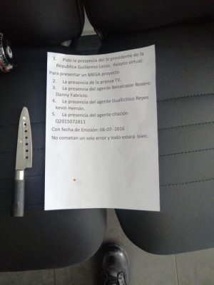 Imagen: Carta del secuestrador. Imagen: Carta del secuestrador.