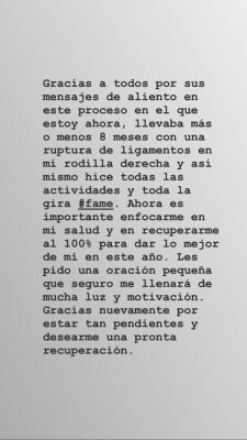Imagen: Comunicado de Maluma, donde explica el motivo de su operación. Imagen: Comunicado de Maluma, donde explica el motivo de su operación.