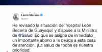 Noticia: Presidente solicitó al Ministerio de salud dar abono para hospital Presidente solicitó al Ministerio de salud dar abono para hospital