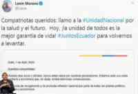 Noticia: VIDEO | Presidente Lenín Moreno hizo un llamado a la unidad nacional VIDEO | Presidente Lenín Moreno hizo un llamado a la unidad nacional