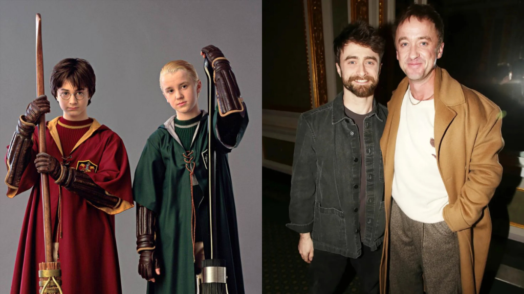 Daniel Radcliffe y Tom Felton sorprendieron a los fans con un reencuentro público durante una proyección especial de Merrily We Roll Along.