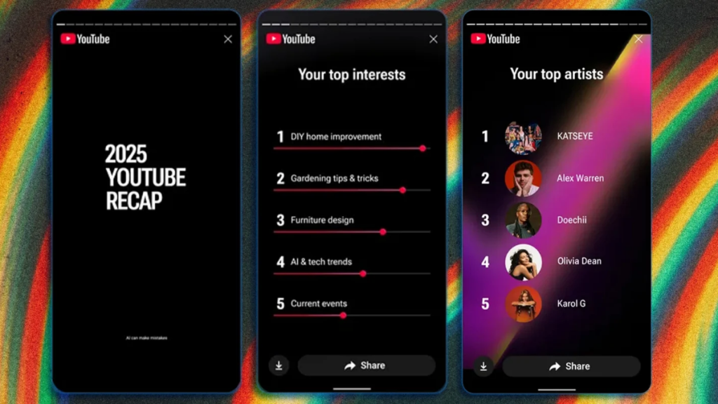 YouTube lanzó Recap 2025, su resumen anual con tus videos, canales y hábitos de visualización.
