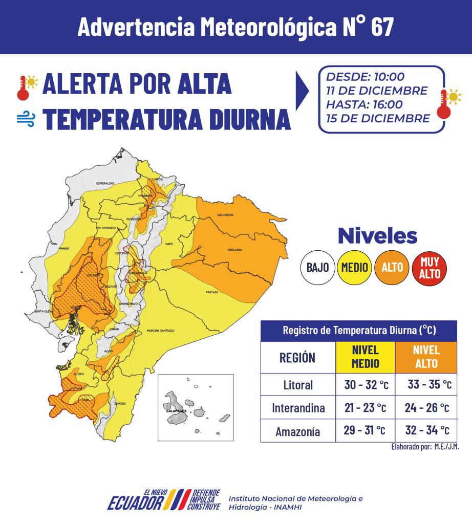 El fenómeno afecta el Callejón Interandino, la Amazonía y el centro-interior del Litoral.