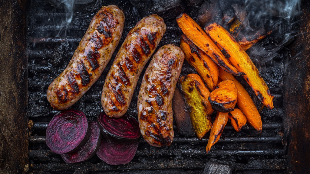 El dorado es mejor que el carbón visible en pan, papas y carnes a la parrilla.