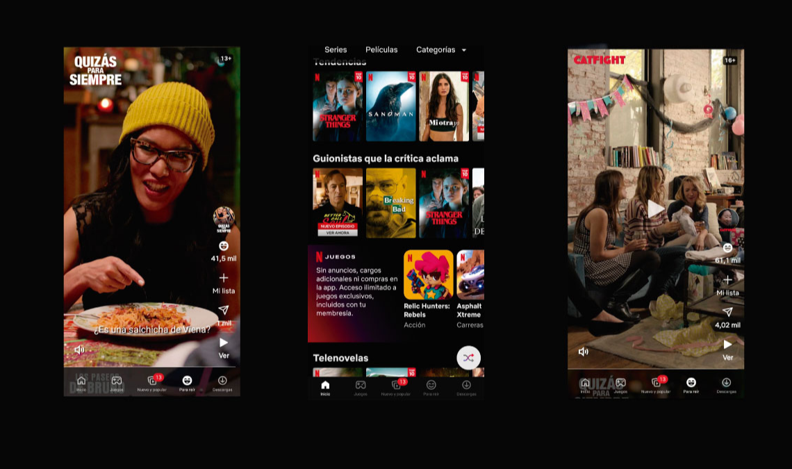Netflix trabaja en una renovación de su app móvil que incluiría un feed de videos verticales, similar a los reels.