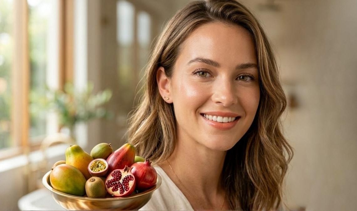 Las frutas contienen vitaminas esenciales, especialmente A, C y E, antioxidantes y agua que hidratan la piel.